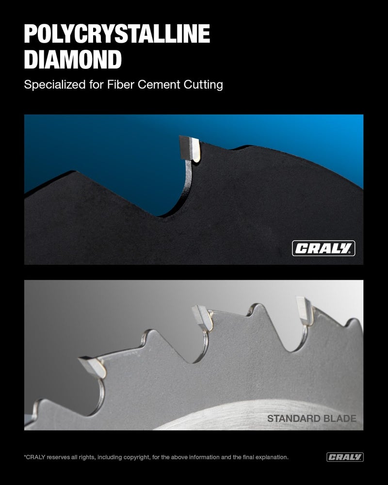 CRALY 7-1/4 Inch 4 Teeth Hardie Fiber Cement Circular Saw Blade, 5/8 Inch Arbor, Polycrystalline Diamond Tipped (PCD), Thin Kerf, Black Ice™ Coating, for Laminate Flooring, 3-Pack(C0704FC-3) - Image 4